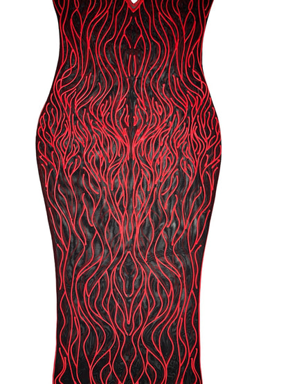 3D Latex Maxi Dress  Red