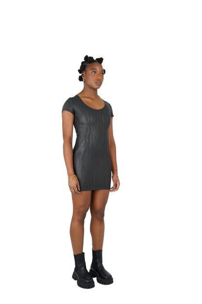 Nominal Latex Wavey Black Party Dress