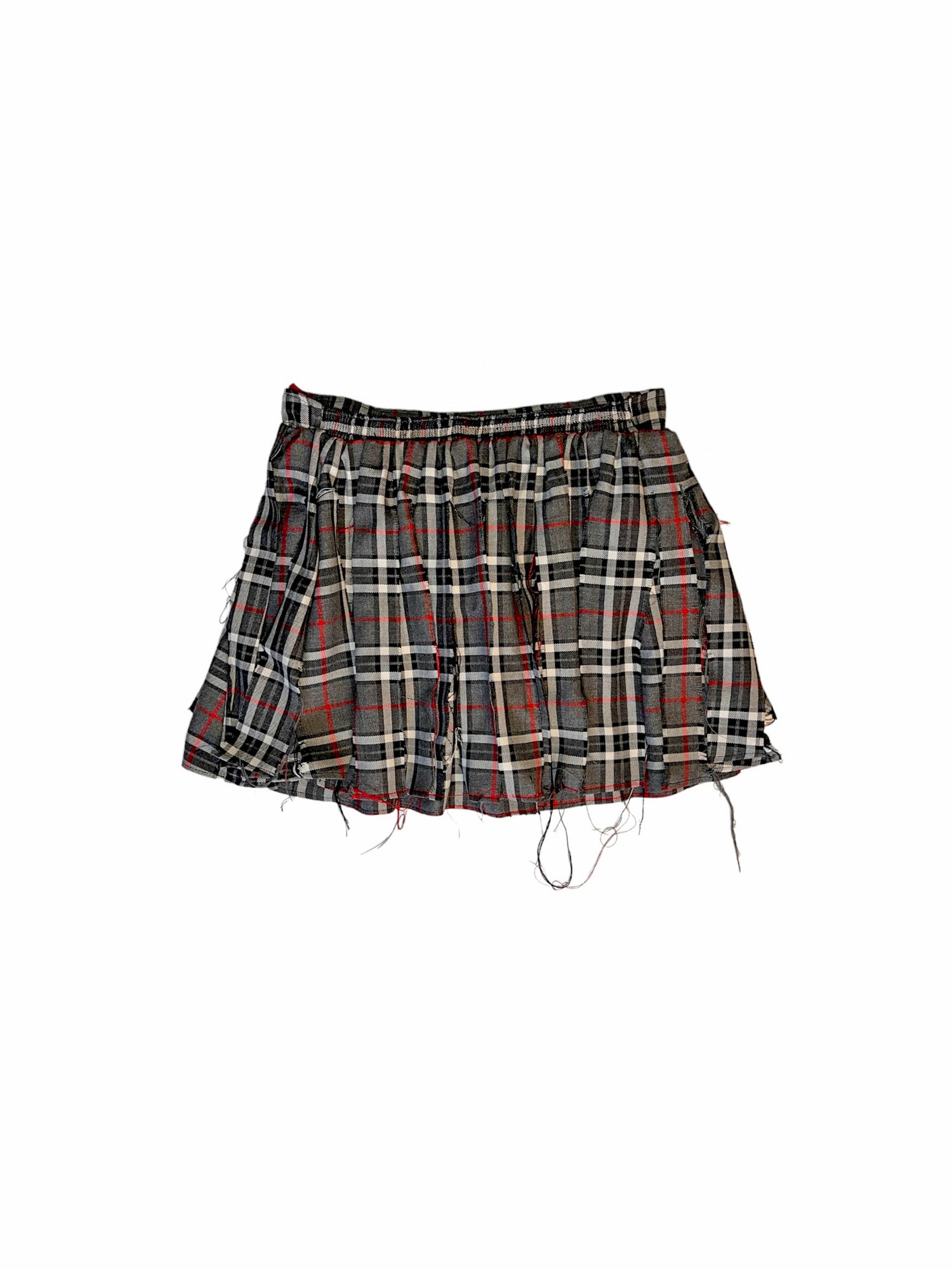 Double-layer Distressed Tartan Skirt - The Nominal School of Defiance - Feminine Styling