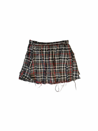 Double-layer Distressed Tartan Skirt - The Nominal School of Defiance - Feminine Styling