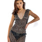 3D Latex Maxi Dress - Silver