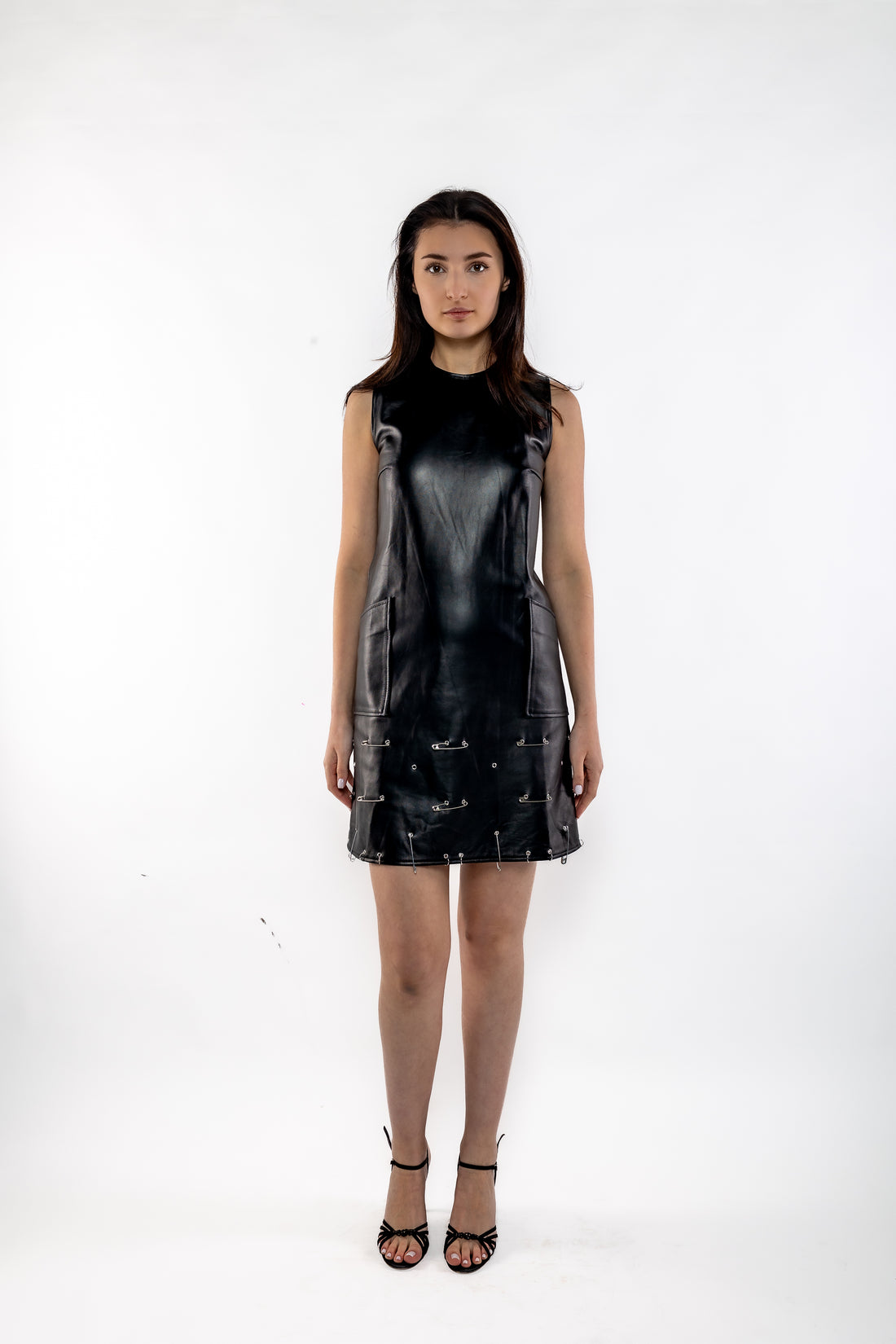 Lexi Leather A-line Dress with Safety Pins