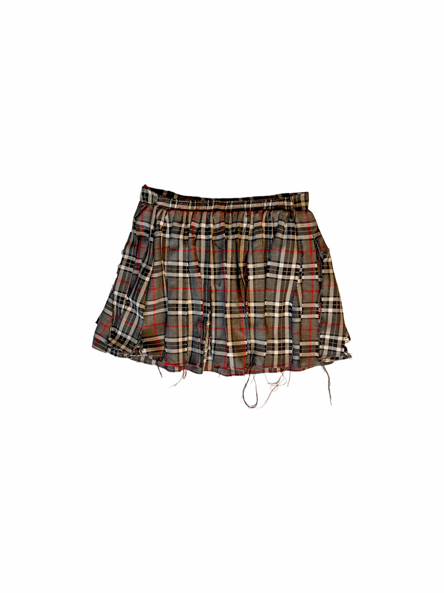 Double-layer Distressed Tartan Skirt - The Nominal School of Defiance - Feminine Styling