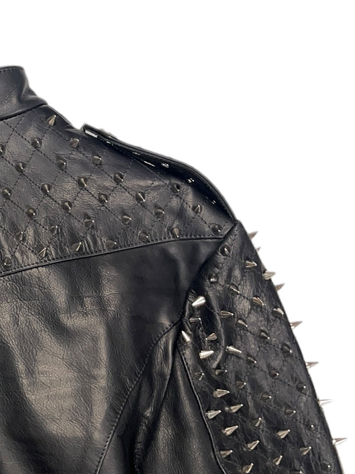 Nominal London Black Leather Studded Biker Jacket