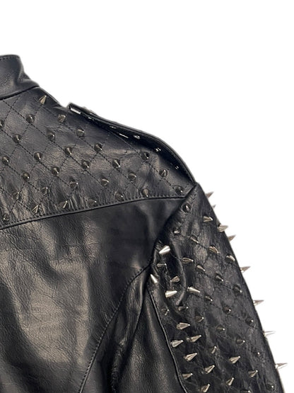 Nominal London Black Leather Studded Biker Jacket - Feminine Style