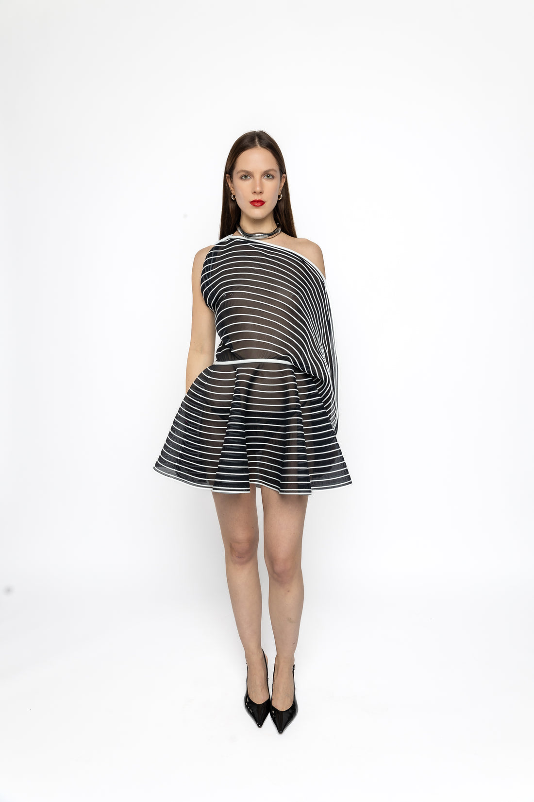 Astrid 3D latex flared dress