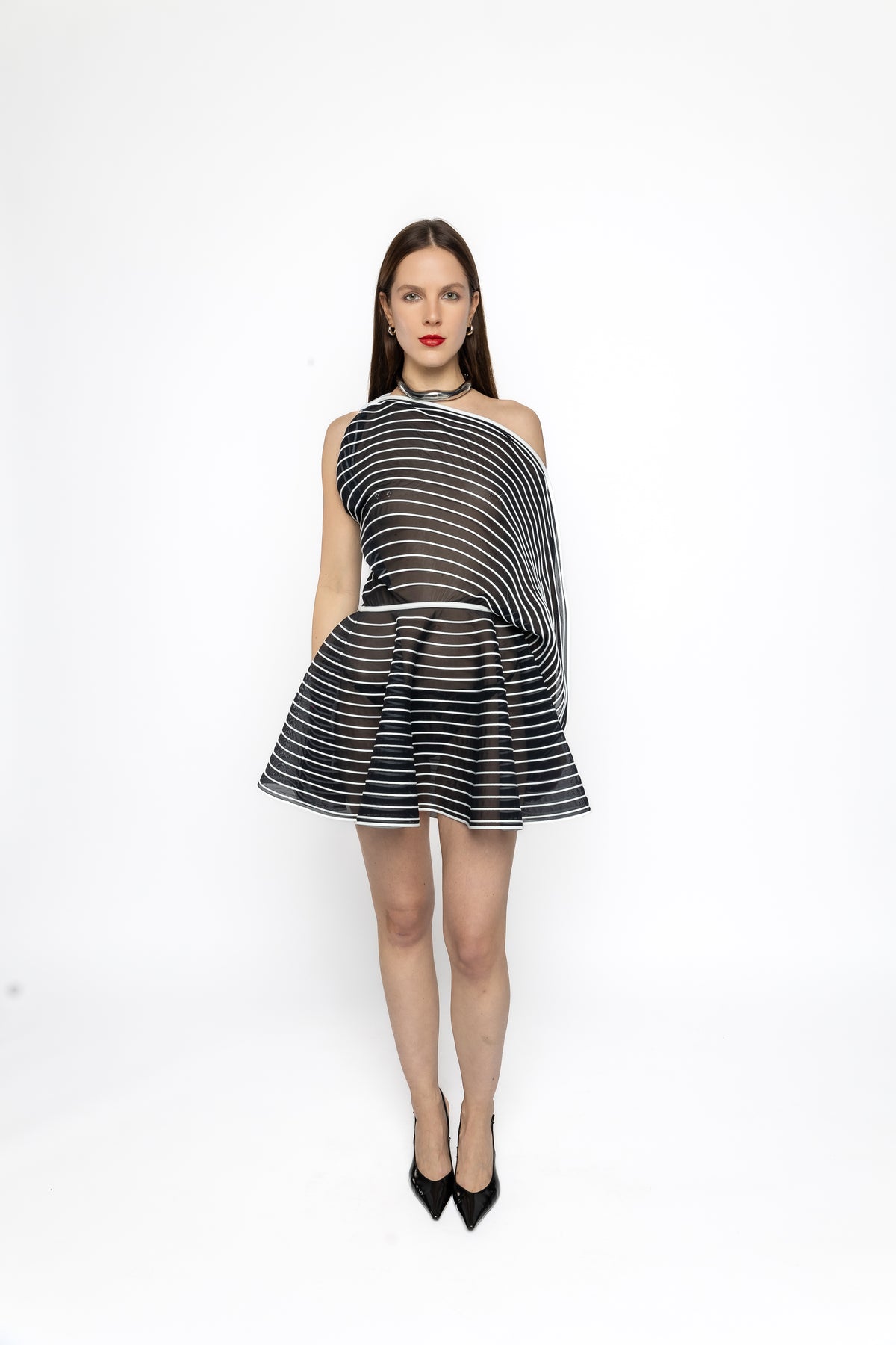 Astrid 3D latex flared dress