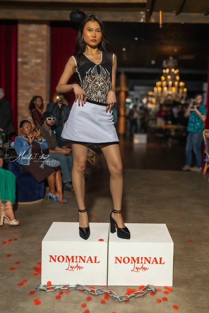 Cotton Mini Skirt with Contrasting Edge