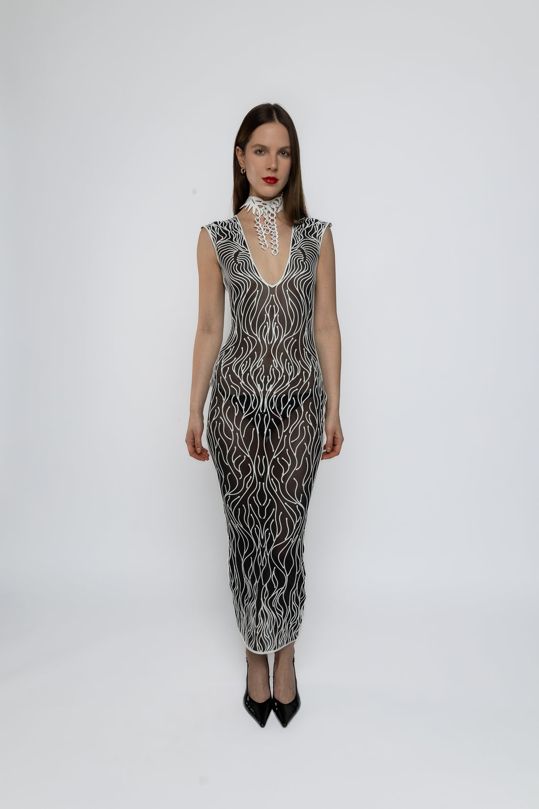 Victoria Black and White 3D Latex Dress