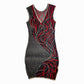 Harriet 3D Latex Party Dress - Red & Silver