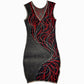Harriet 3D Latex Party Dress - Red & Silver