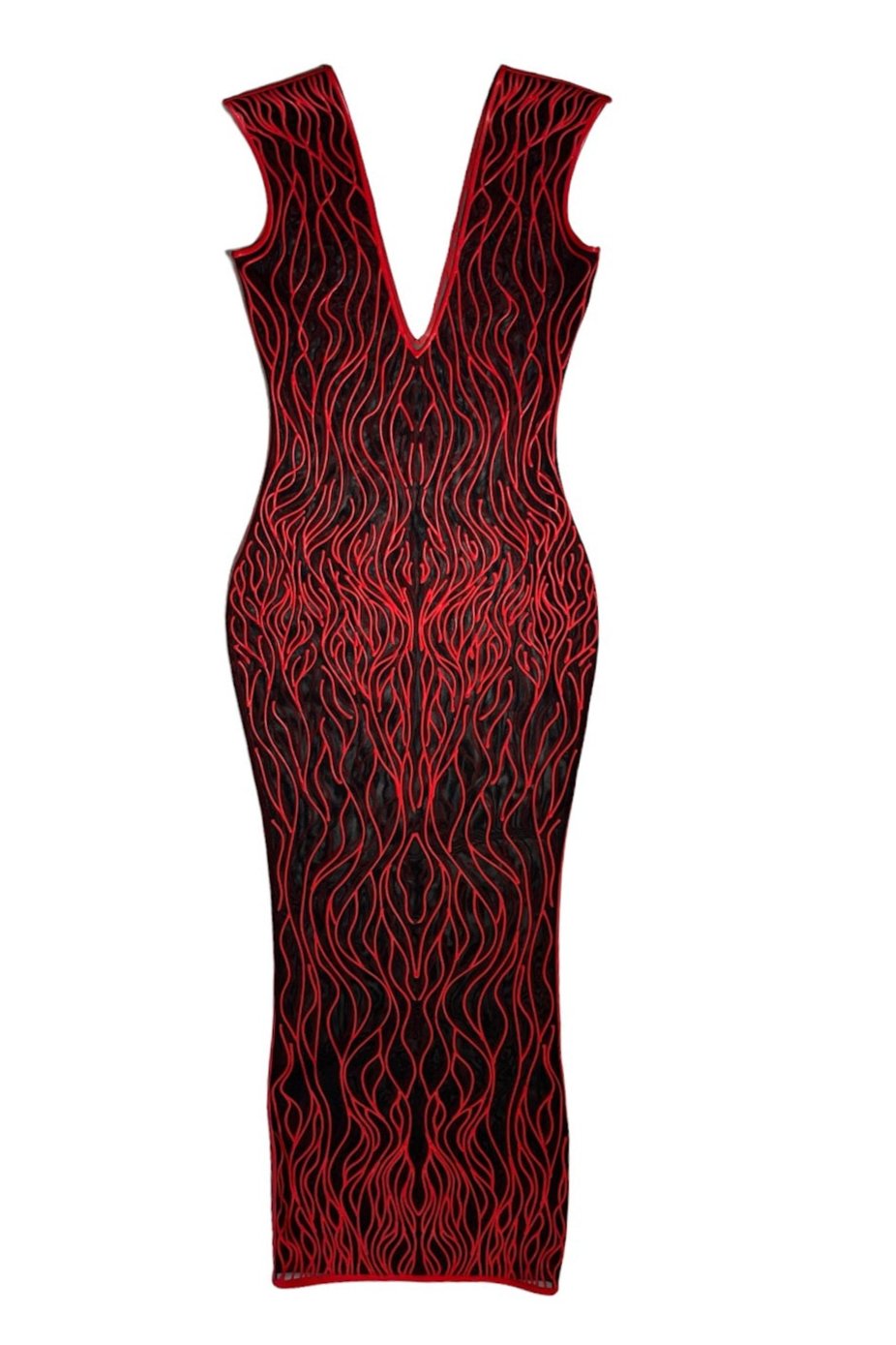 3D Latex Maxi Dress - Red