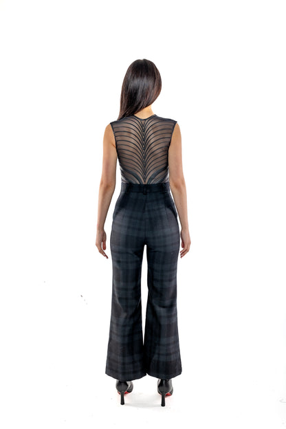 100% Scottish Wool Tartan Flare Trousers (Feminine)