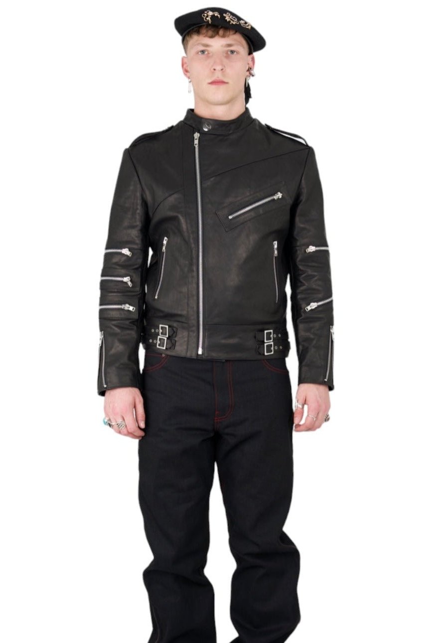 Nominal London Black Leather Biker Jacket - Masculine Style