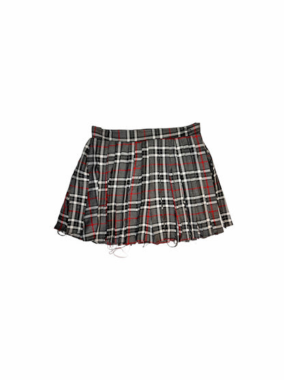 Double-layer Distressed Tartan Skirt - The Nominal School of Defiance - Feminine Styling