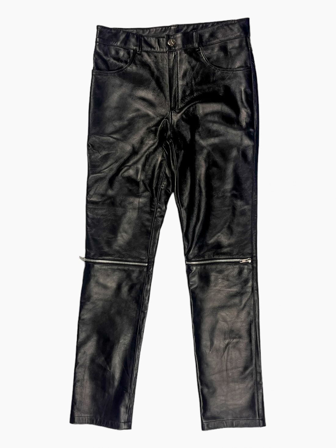 Black Leather Biker Trousers