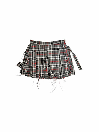 Double-layer Distressed Tartan Skirt - The Nominal School of Defiance - Feminine Styling