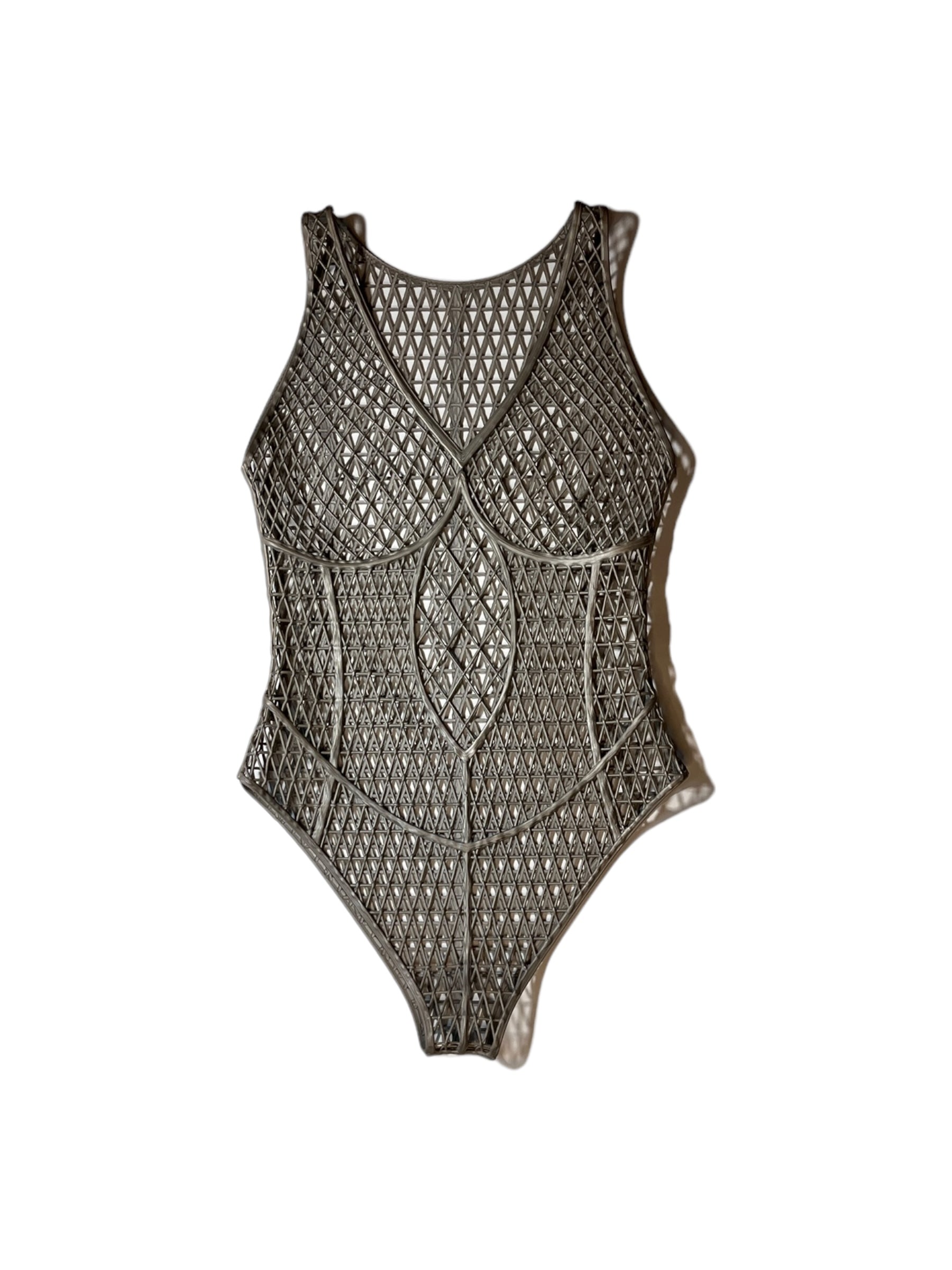 Caged Virgin - 3D Latex Bodice - Silver