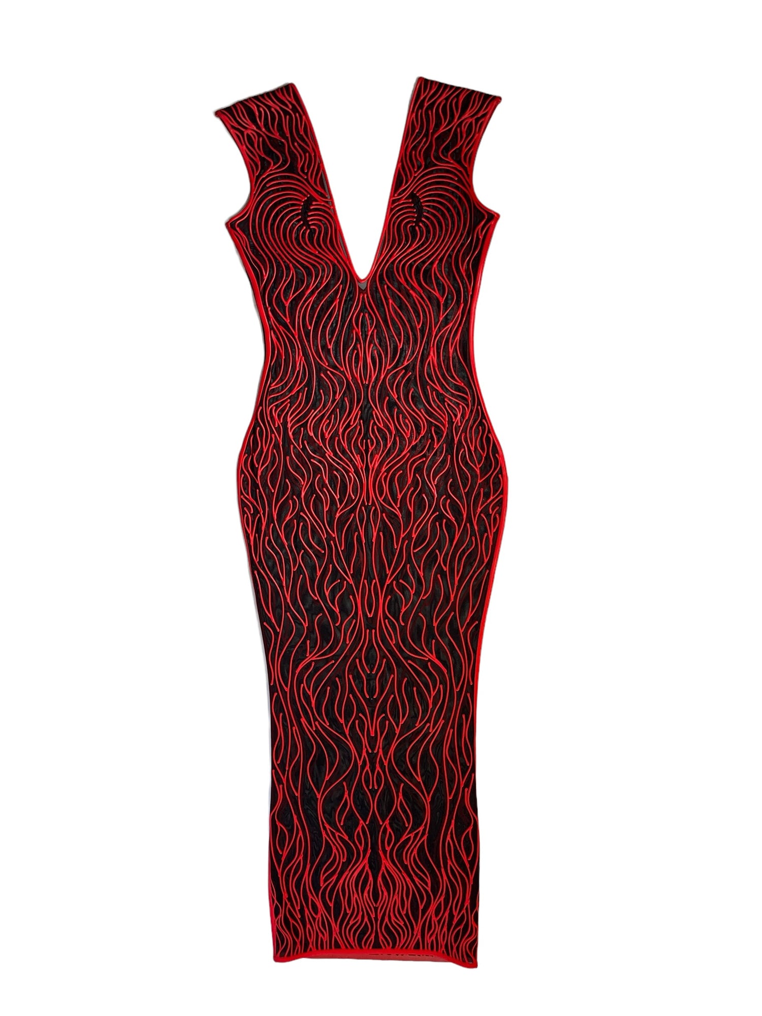 3D Latex Maxi Dress - Red