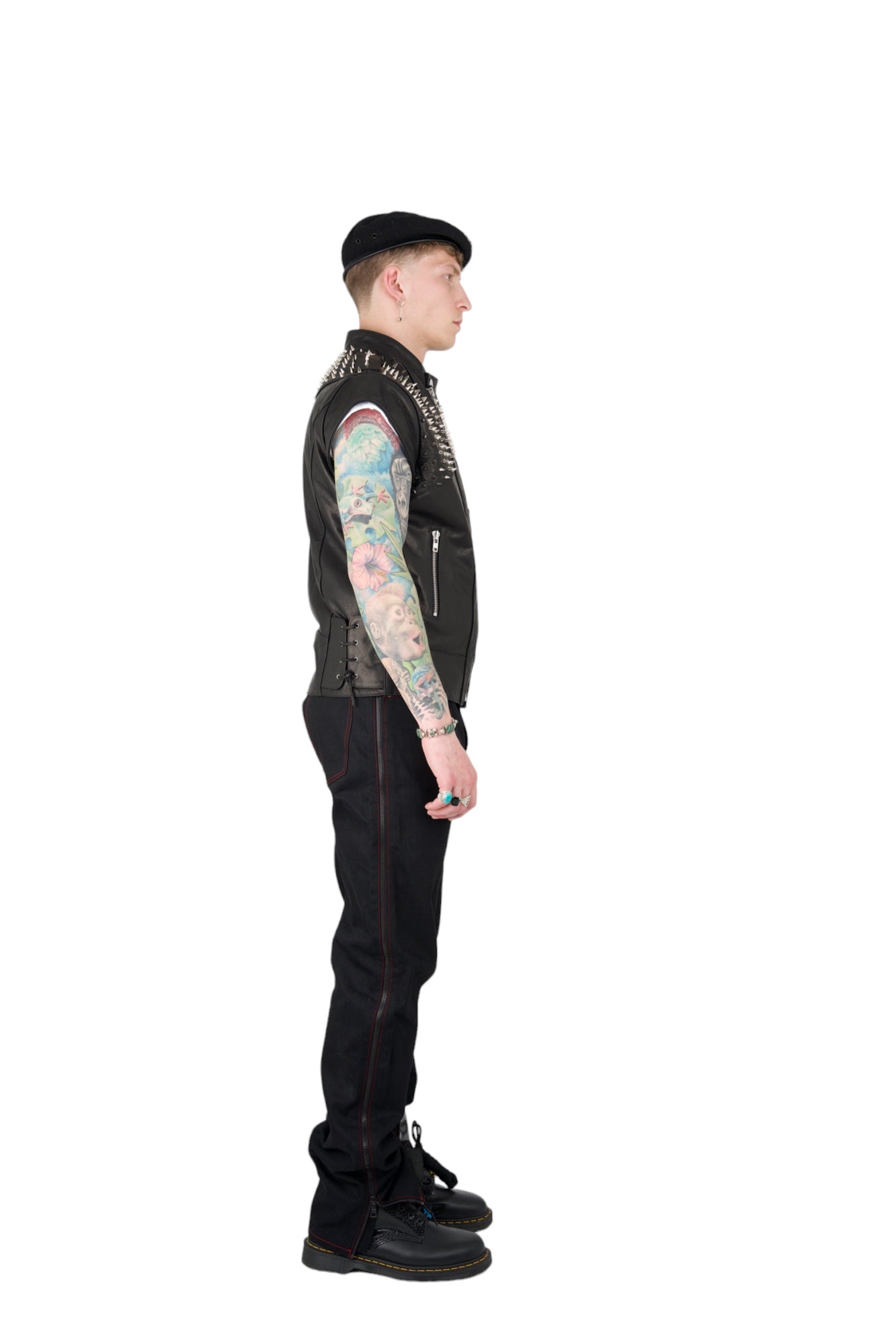 Nominal London Leather Studded Biker Vest - Masculine Style