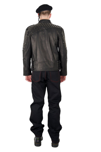 Nominal London Black Leather Studded Biker Jacket - Masculine Style