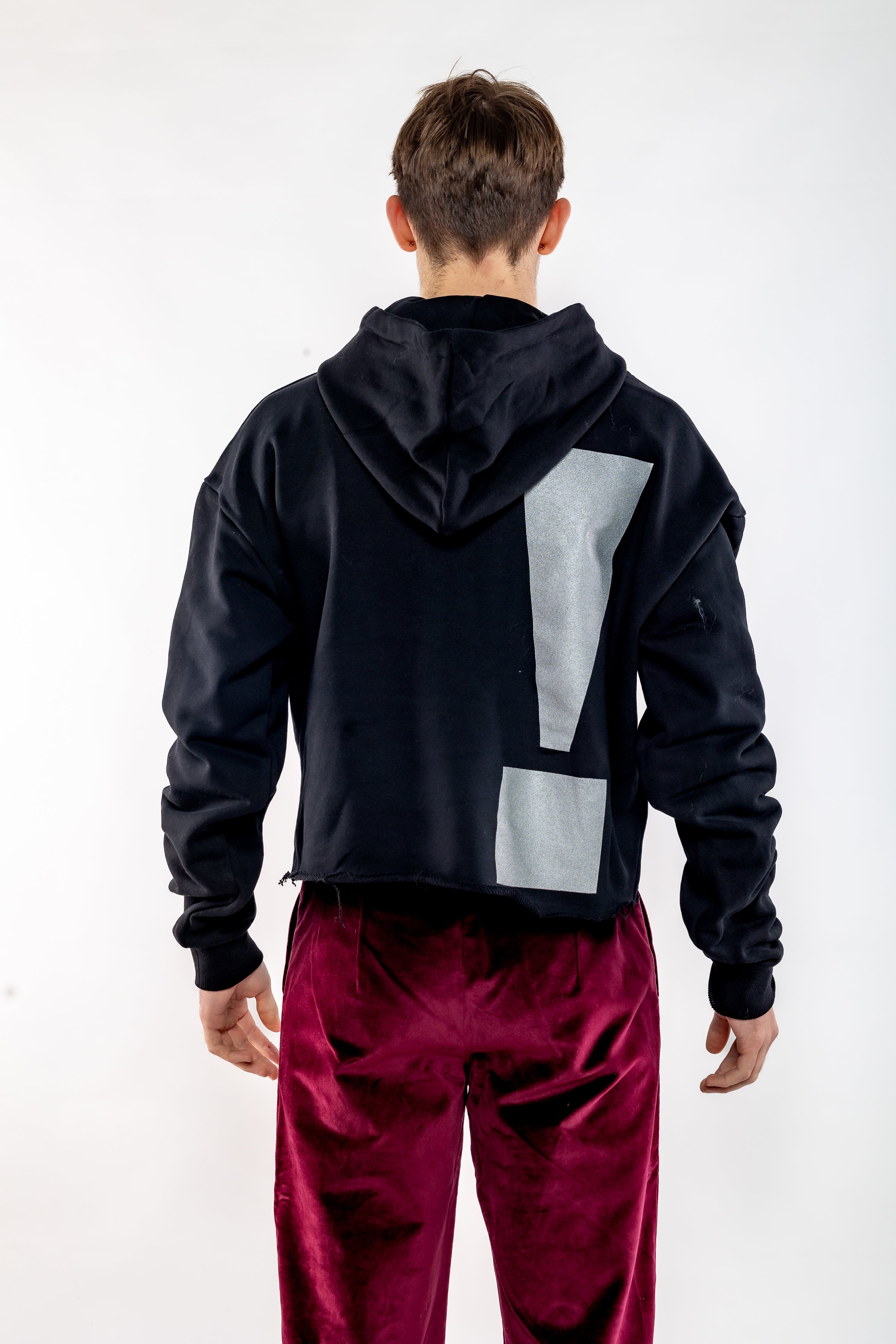 Nominal London Cropped Hoodie - Masculine Styling - BLACK