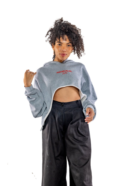 Nominal London Cropped Hoodie - Feminine Styling - GREY