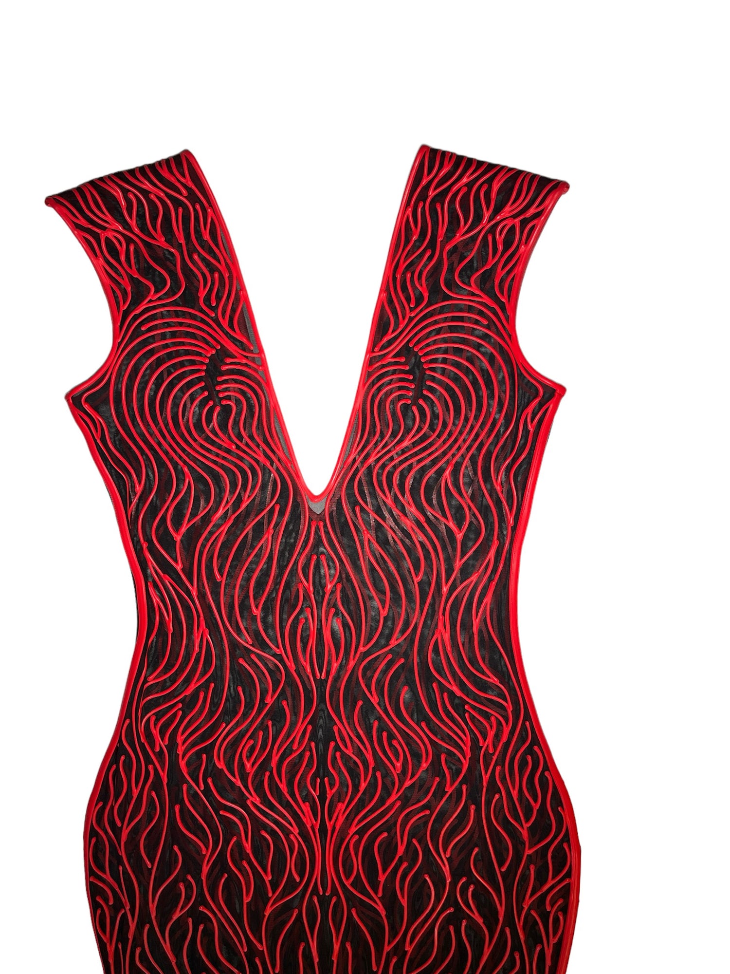 3D Latex Maxi Dress  Red