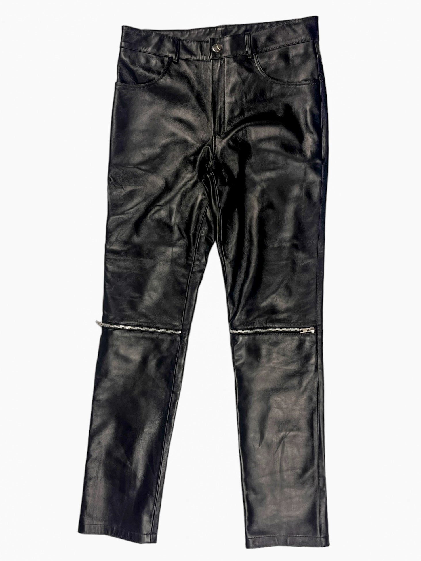 Black Leather Biker Trousers