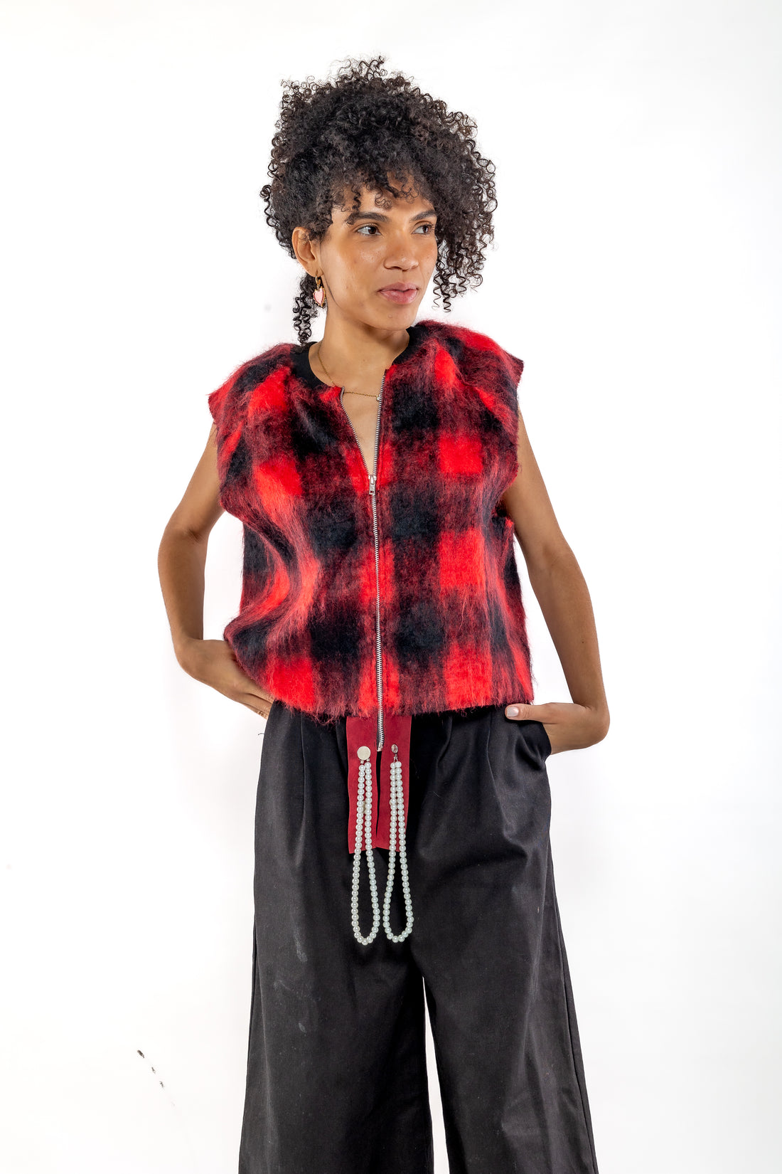Red Ombré Mohair Vest - Feminine Styling