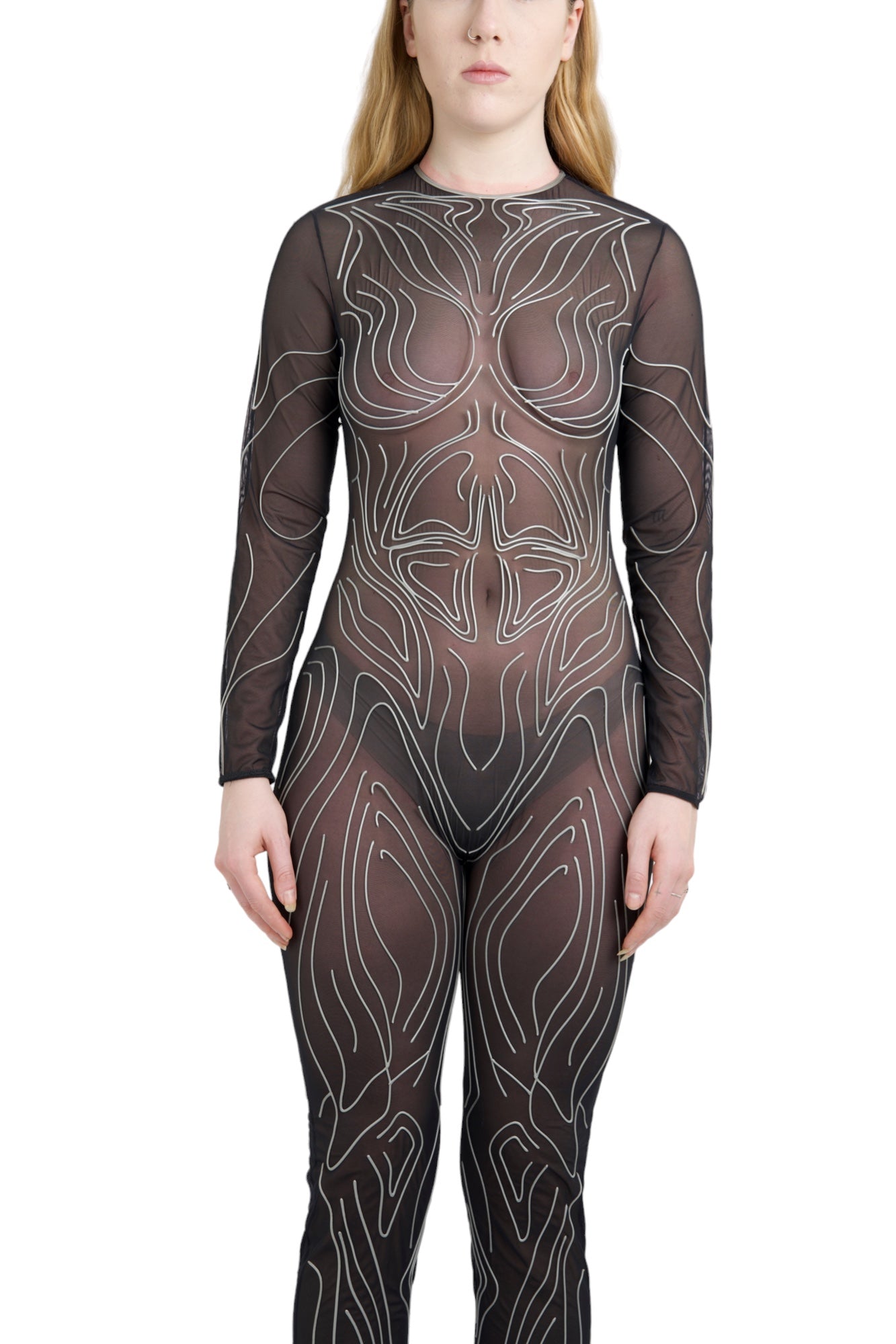 3D Latex Catsuit - Silver