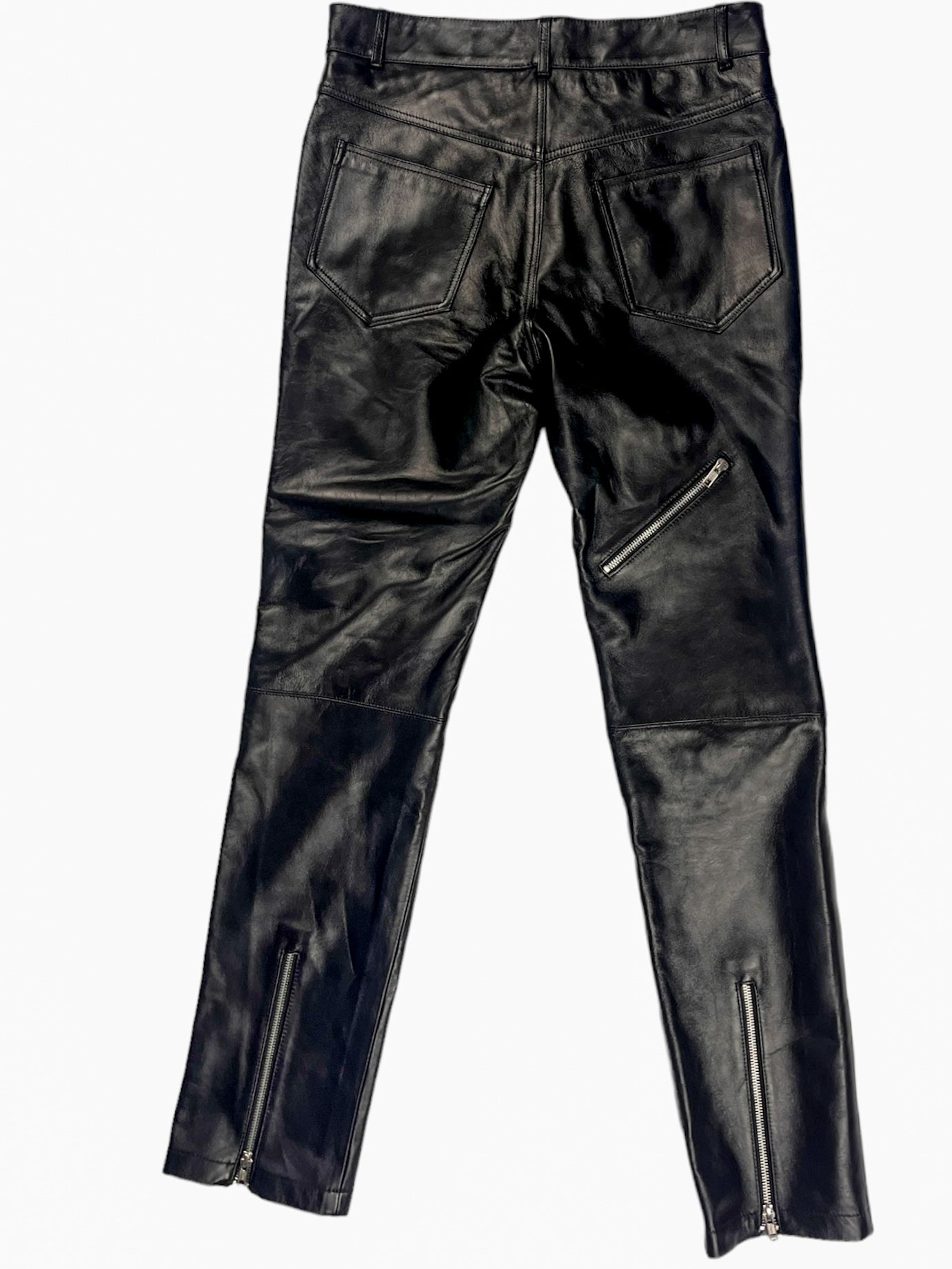 Black Leather Biker Trousers