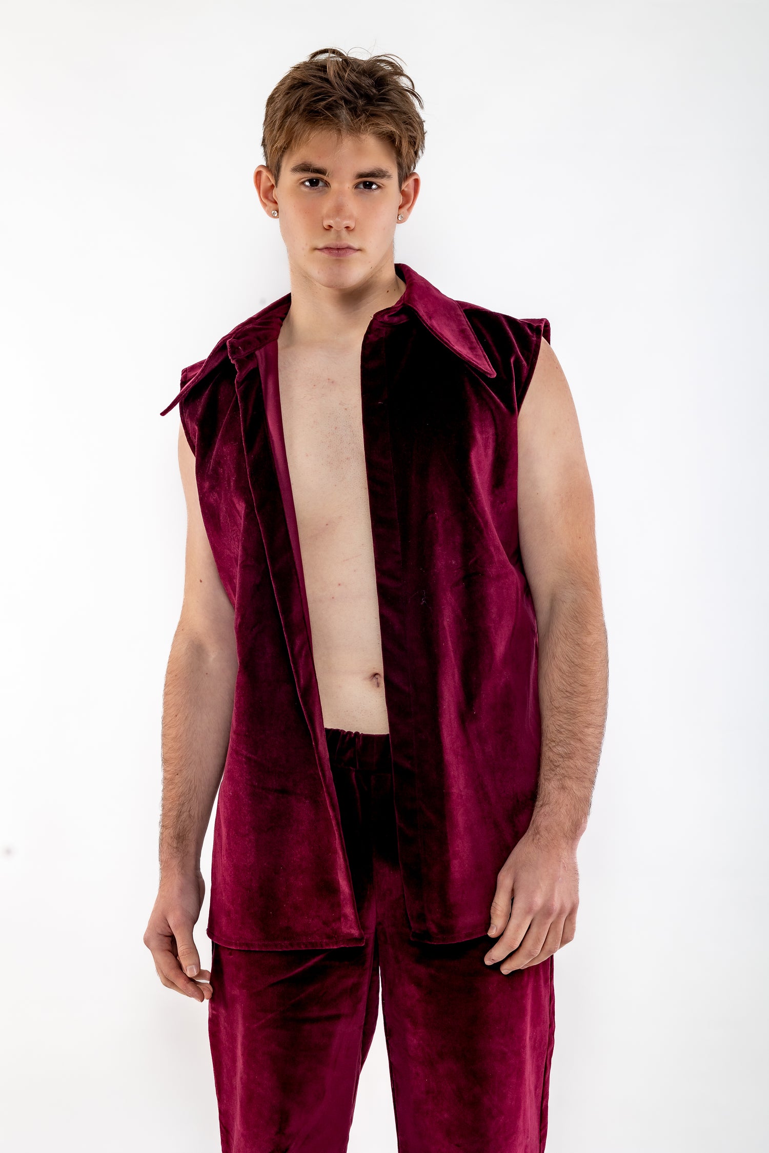 Parris Set- Purple Velvet Sleveless Shirt