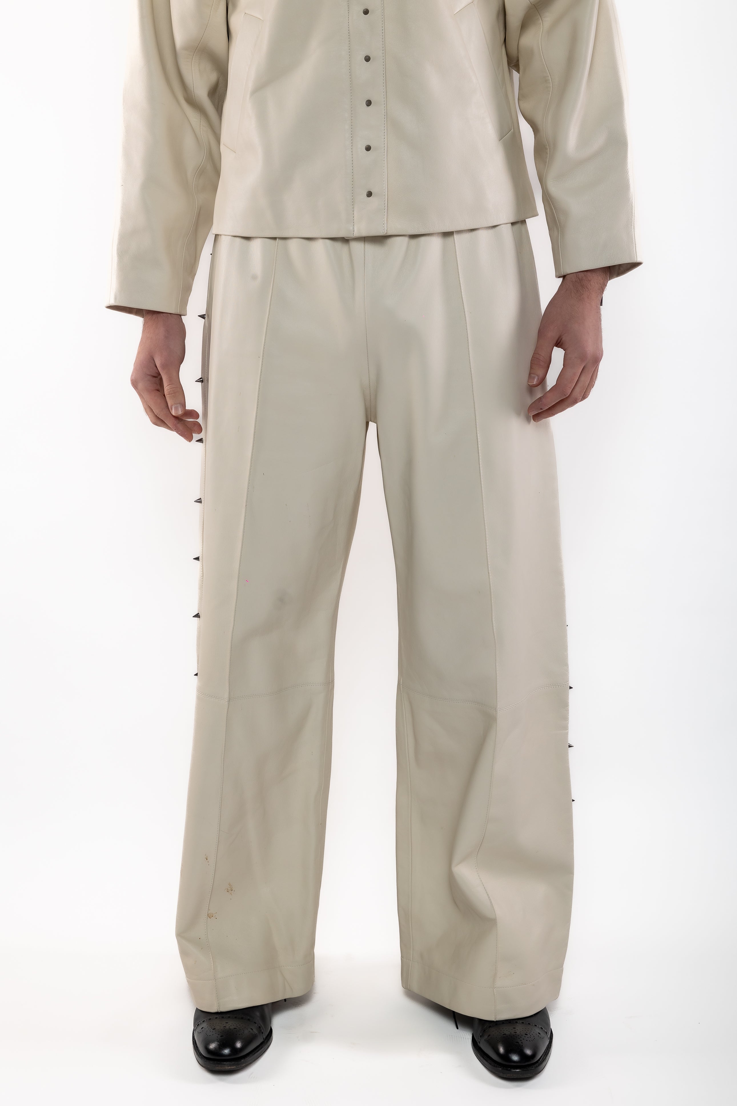 Nominal London Off White Leatherc Trousers Masculine Style