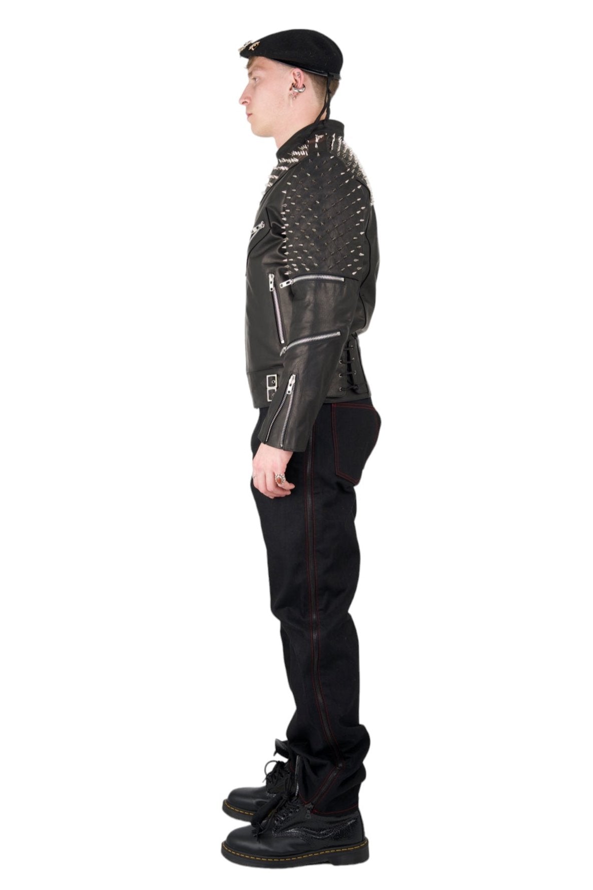 Nominal London Black Leather Studded Biker Jacket - Masculine Style