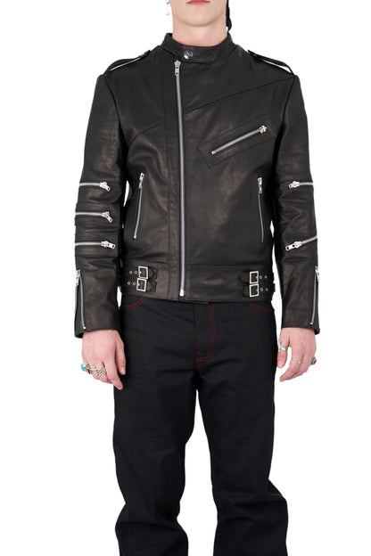 Nominal London Black Leather Biker Jacket - Masculine Style