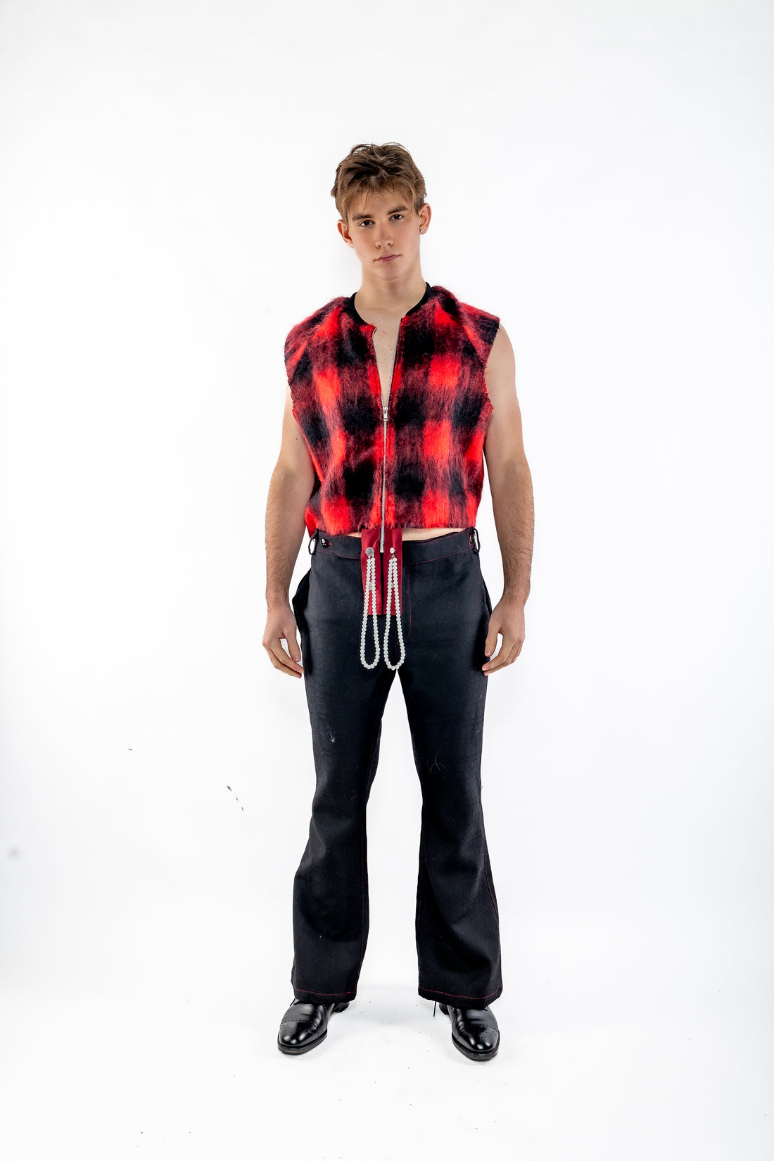 Red Ombré Mohair Vest - Masculine Styling