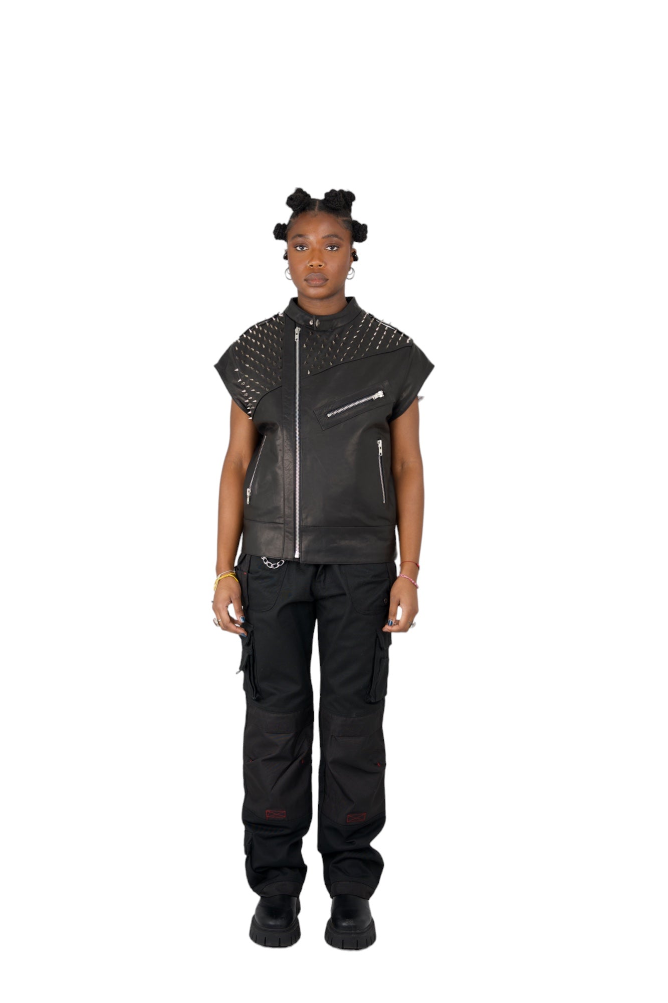 Nominal London Leather Studded Biker Vest - Femine Style