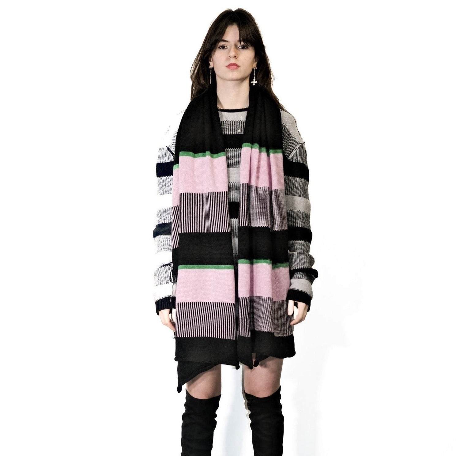 Nominal London Pink Stripe Cashmerino Scarf - Feminine Styling