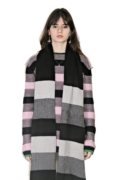 Nominal London Black Stripe Cashmerino Scarf - Feminine Styling