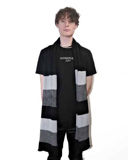 Nominal London Black Stripe Cashmerino Scarf - Masculine Styling