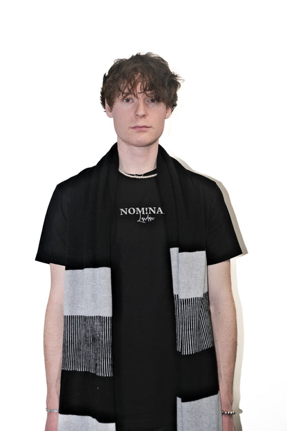 Nominal London Black Stripe Cashmerino Scarf - Masculine Styling