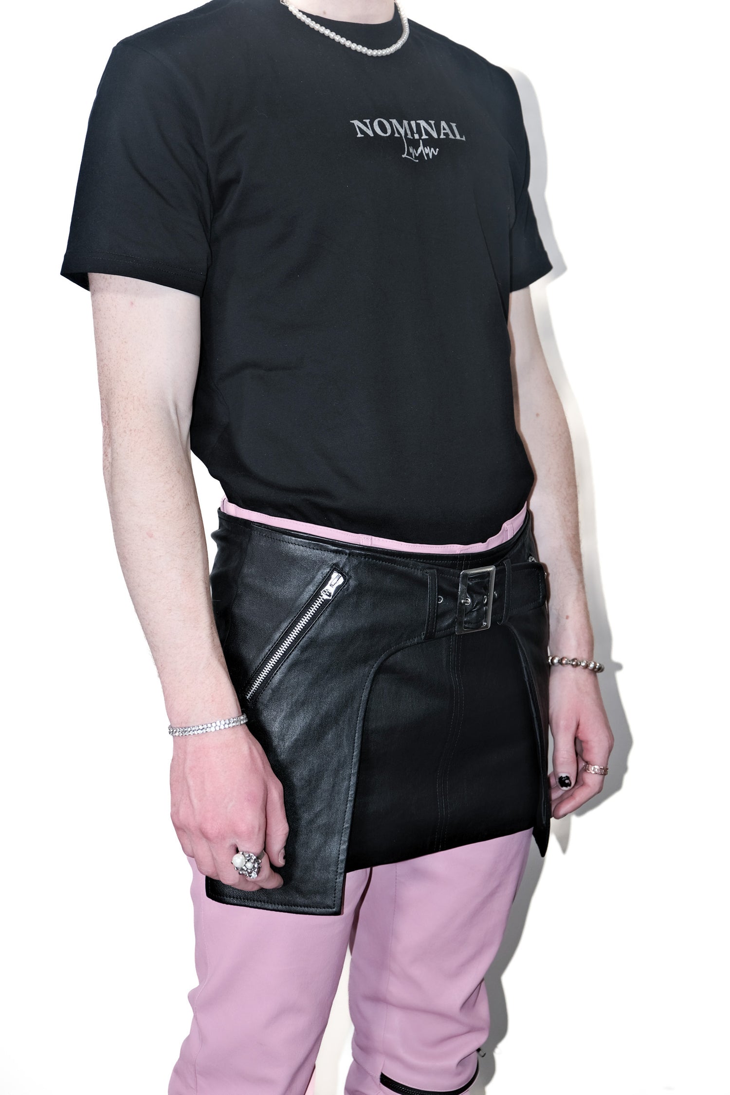 Nominal London Black Nappa Leather Kilt