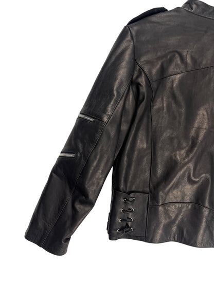 Nominal London Black Leather Biker Jacket - Feminine Style