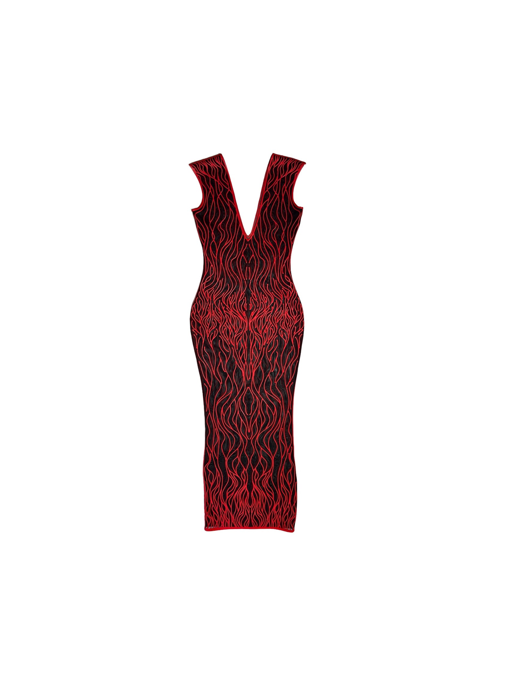 3D Latex Maxi Dress - Red