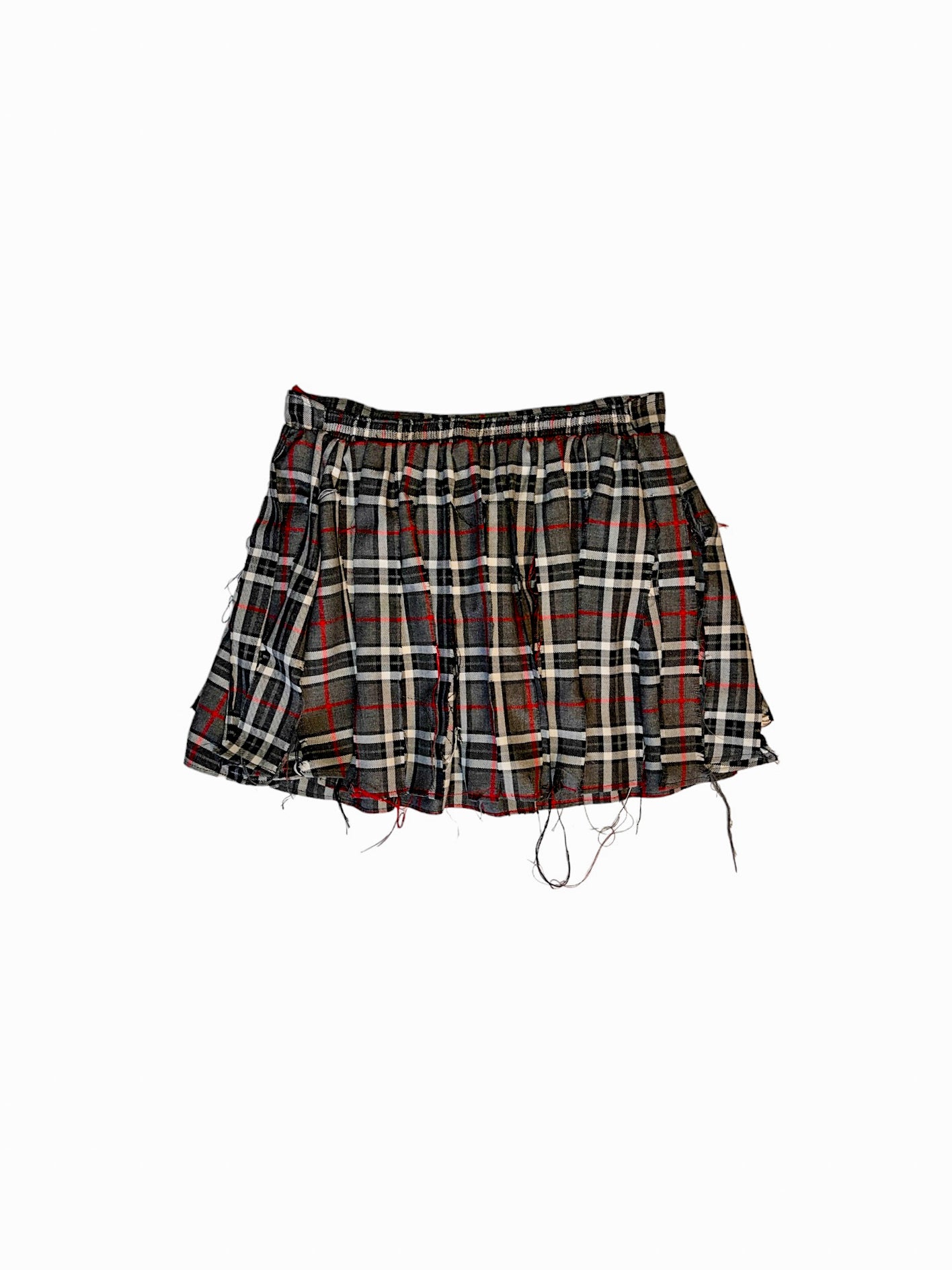 Double-layer Distressed Tartan Skirt - The Nominal School of Defiance - Feminine Styling