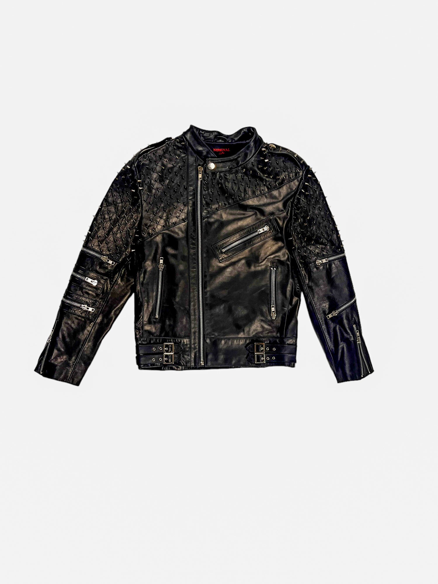 Nominal London Black Leather Studded Biker Jacket