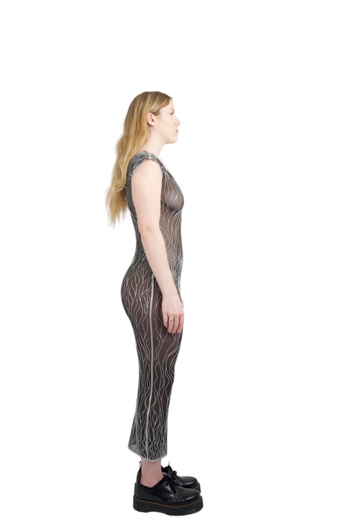 3D Latex Maxi Dress - Silver