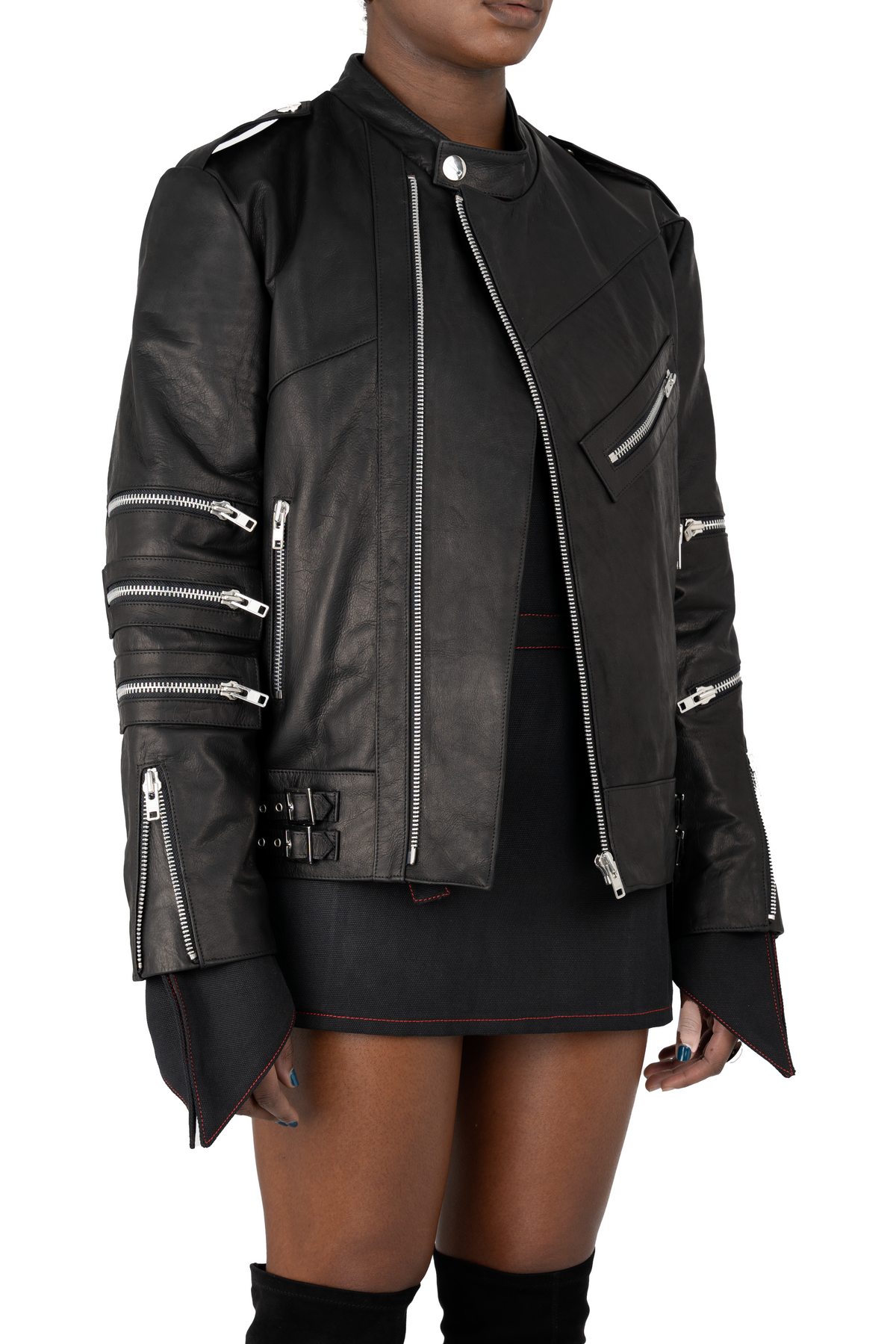 Mick Black Leather Biker Jacket