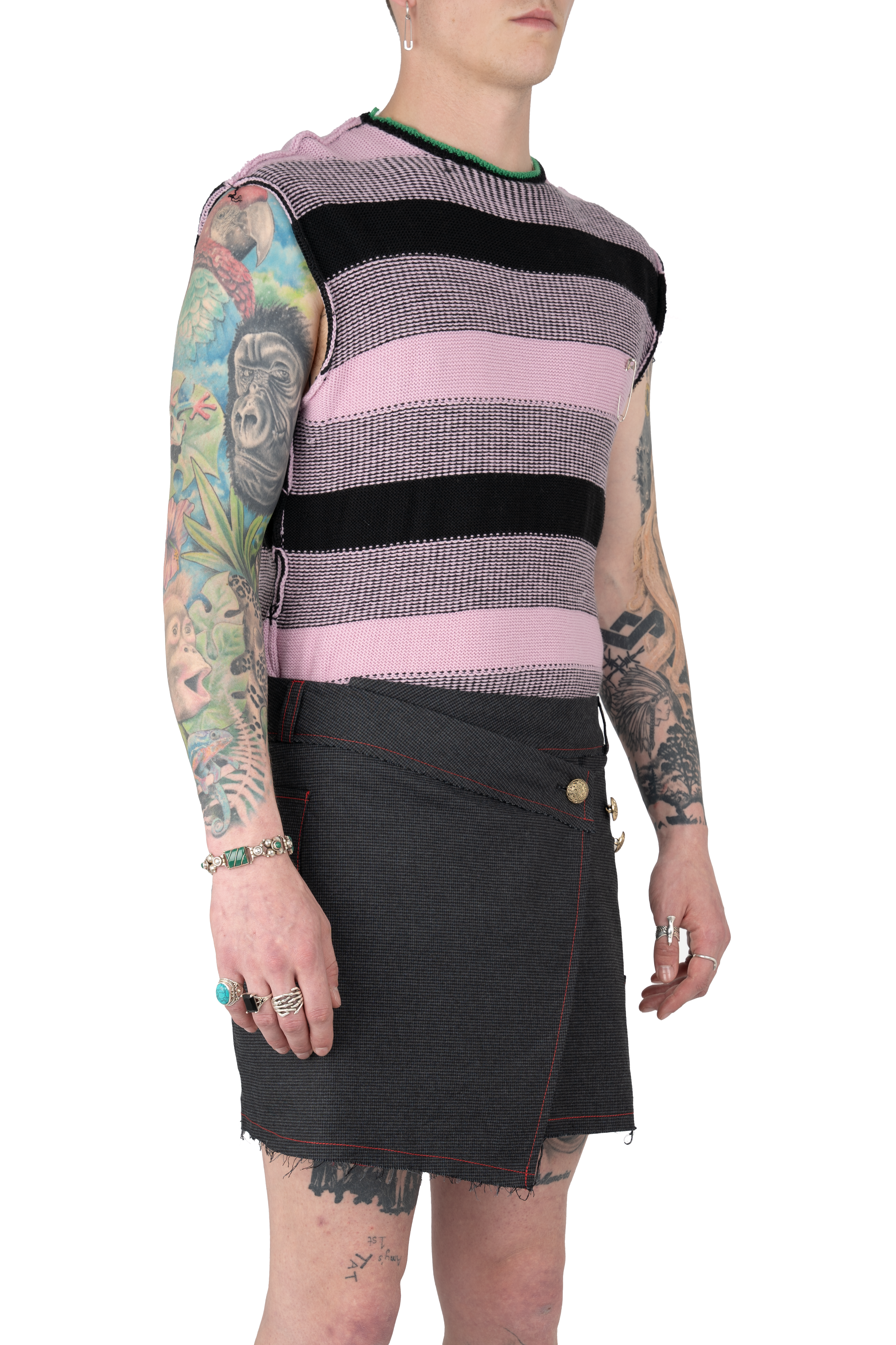 Knitted School Vest - Pink - The Nominal School of Defiance - Masculine Styling (Copy)